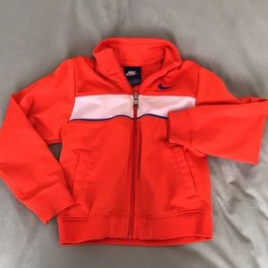 2/$15 Boys Size 3T Orange Full Zip Nike Track Jacket